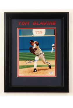 Tom Glavine Custom Framed Signed Photo Psa
