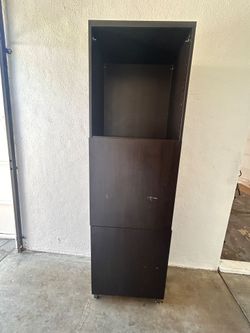 Tall DARK Brown 2 DOOR 4 TIER SHELVING UNIT