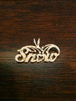 Real 14k Yellow Gold Custom "SNOW" Script Name Pendant Diamond Cut Heart Charm 1.4g