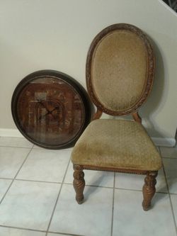 BEAUTIFUL ANTIQUE ACCENT CHAIR, Get decorative clock free