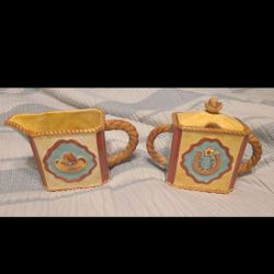 MWW Market Cream/Sugar Set-SADDLE UP--RARE 