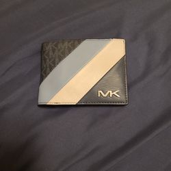 Michael Kors Mens Wallet, Color Blue  with MK Logo