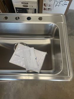 Glacier Bay 33 in. Drop-In Single Bowl 20 Gauge Stainless Steel Kitchen Sink