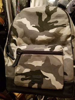 Fossil canvas leather snow camo backpack