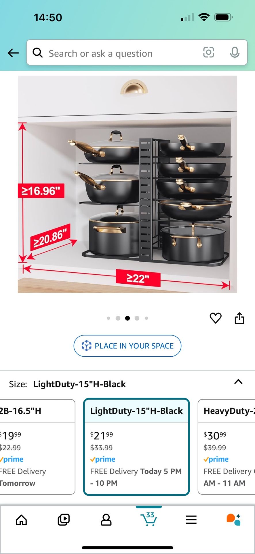 Pots and Pans Organizer : Rack under Cabinet, 8-Tier Kitchen Cabinet Organizers and Storage, Light-Duty Adjustable Pot Racks, Pan Organizers inside Ca