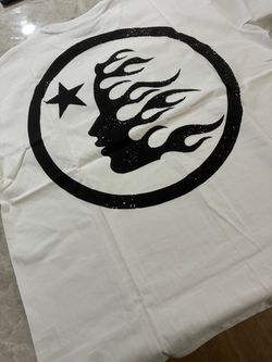 Hellstar XL White Graphic T-Shirt with Flame Logo