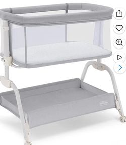 HARPPA Baby Bassinet Bedside Sleeper, 6 Height Adjustable Baby Bassinet for Infants, Grey