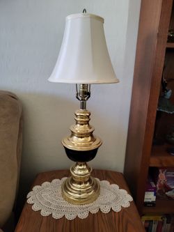 Lamps, one floor lamp, two table lamps, all brass, perfect, heavy like new