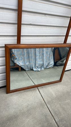 Large mirror for dresser or wall mount wood frame