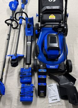 Kobalt 40v Push Lawn Mower Outdoor Power Tool Combo Kit. Included Edger, Blower, Mower, Weed Eater