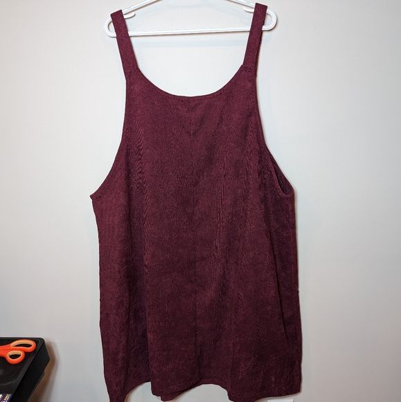 Shein Curve 4XL Corduroy Burgundy Overall Dress