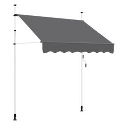 Manual Retractable Awning, 78"× 118" Outdoor Sunshade Shelter Angle & Height Adjustable NO Drilling Patio Door Window Awnings, Canopy with UV Protecti
