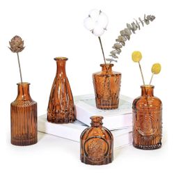 Small Flower Vases Decor! Color Amber! Brand New!