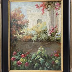 Victorian Garden Oil Painting 