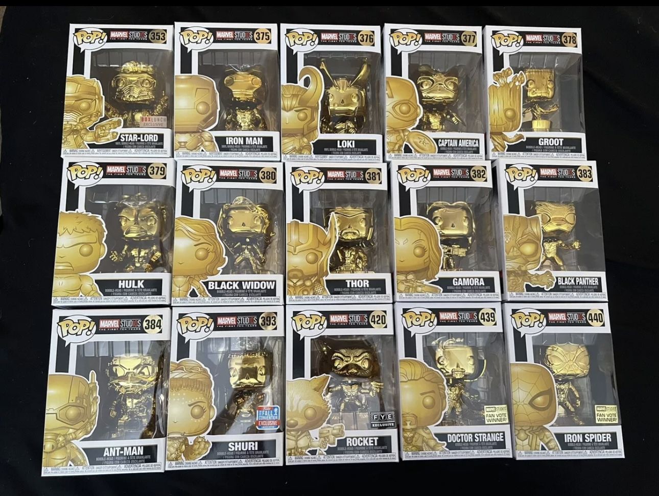 Marvel Funko Gold Pops!! Full Set! Captain America, Iron Man, Thor!!