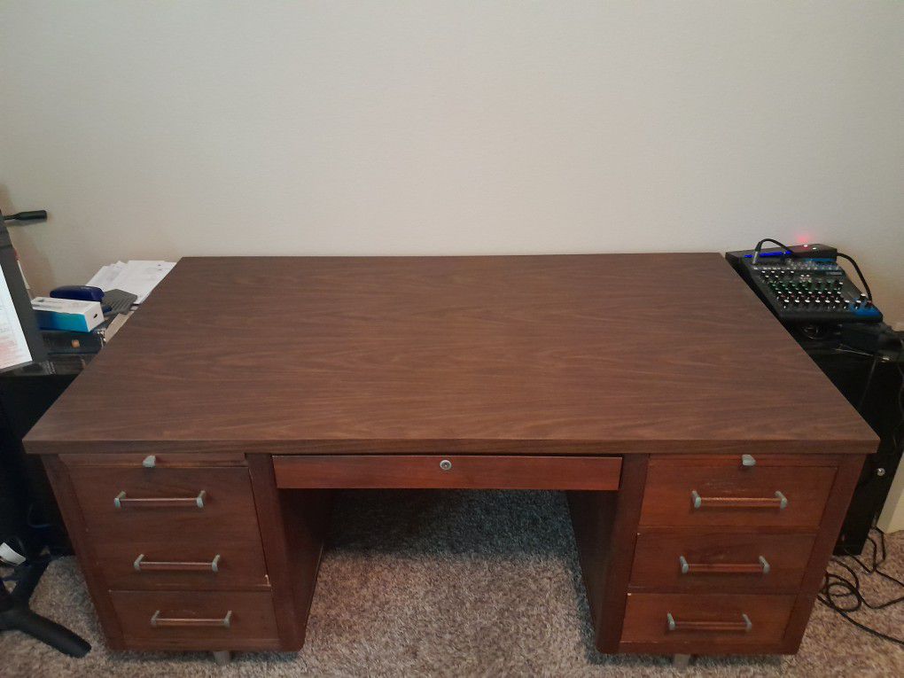 Very Heavy-Weighted, Solid, Dark Brown Desk (100% Wood)