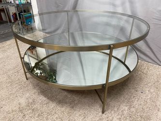 Gold Round 2-Tier Mirrored Bottom Coffee Table