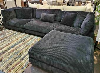 New Black Oversized Sectional corduroy