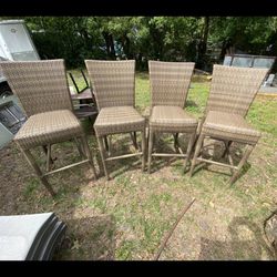Woodard Wicker Bar Stool without Arms - High Chair Rattan Style - FOR: $ 160 EACH 