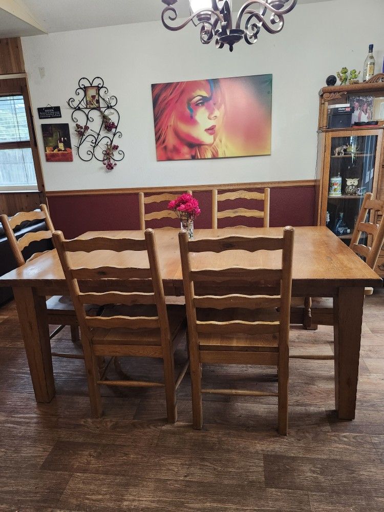 Solid Table And 6 Chairs