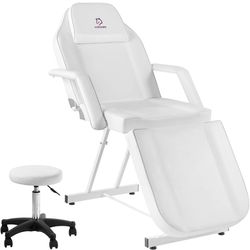 Brand new Facial Chair Massage Bed Tattoo Bed Esthetician with Hydraulic Stool for Professional Facial Lash Beauty Treatment Spa, Whi