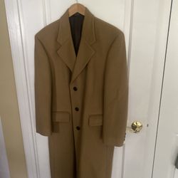 Dario Di Napoli Men Tan  Wood Cashmere 3 Buttons  Coat Size 40