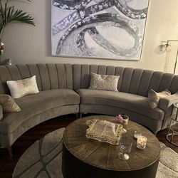 Modern Curved Sectional Sofa – Elegant Taupe