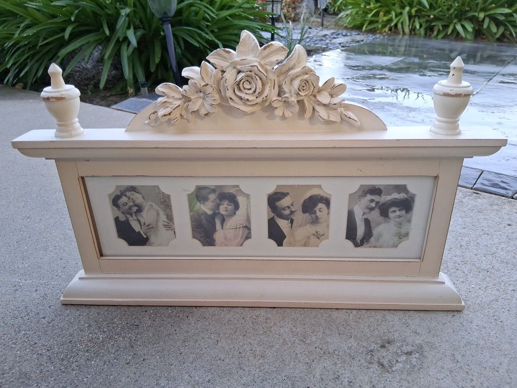 GORGEOUS EMBELLISHED 4-SLOT WOOD PICTURE FRAME 