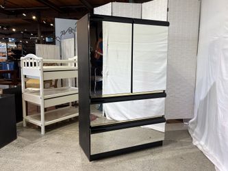 Black Mirror Door 2-Drawer Armoire