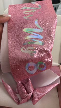 Girls 8th birthday crown and sash pink