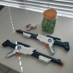 Dart Blaster Set with Darts – 2 Long Blasters + Mini Gun + Ammo 