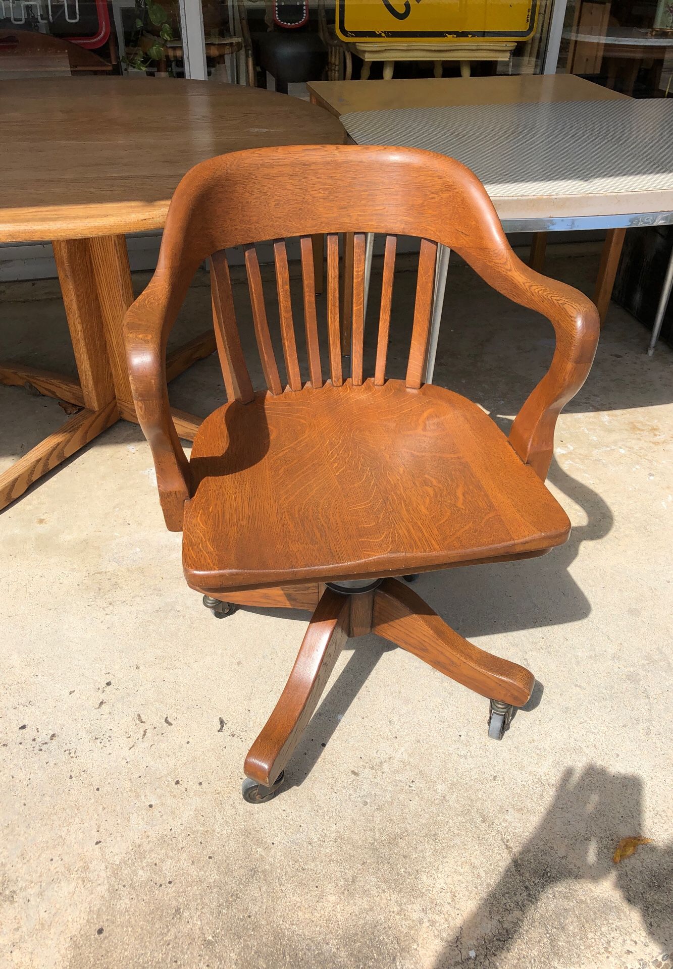 Oak swivel office chair