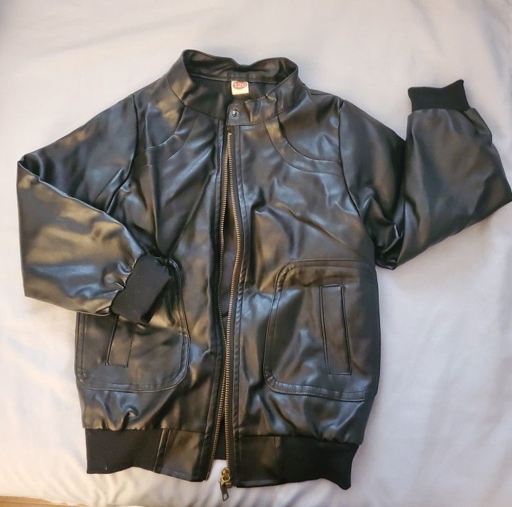Faux Leather Boys Bomber Jacket