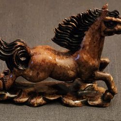 Vintage Stone Hand Carved Chinese Horse
