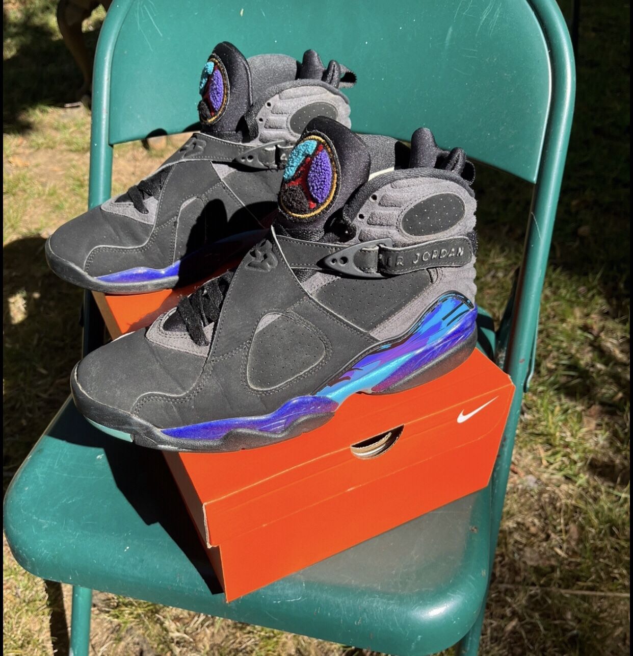 Jordan 8 Retro Aqua’s🖤⚡️🐺⚡️💜🔥🎽🙌 For Sale Size 8 Men🔥👟⚡️🦾