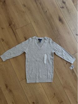Karen Scott Cable Knit V-Neck Sweater size S
