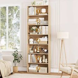 82" Tall Bookshelf, 7-Tier Open Shelves Bookcase, Freestanding Display Storage Shelves, Tall Bookcase Home Decor Furniture for Home Office, Living Roo