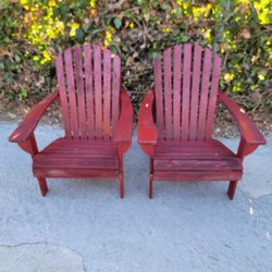 Burgundy Rustic Wood Outdoor Adirondack Matching Chairs