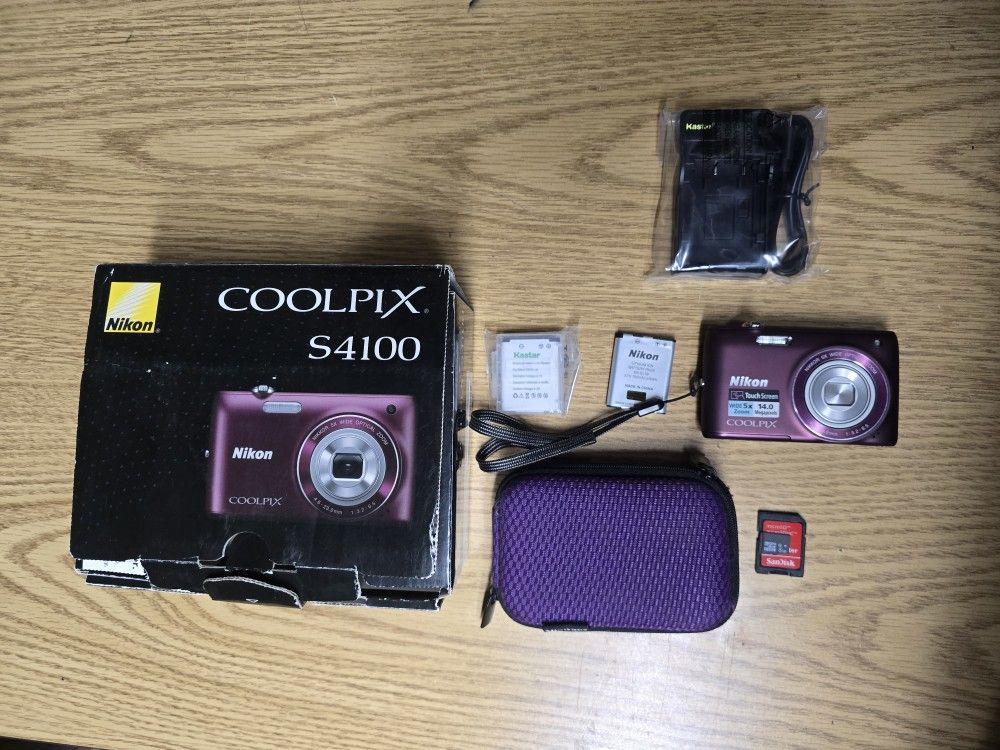 Nikon Coolpix S4100 14MP Digital Camera Complete Bundle Tested Working