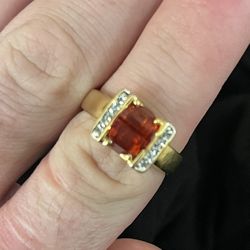 Gold Vermeil .925 Sterling Silver Ring, Spinel White CZ
