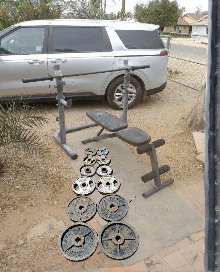 245lbs Olympic Weights Squat Rack Bench Barbell