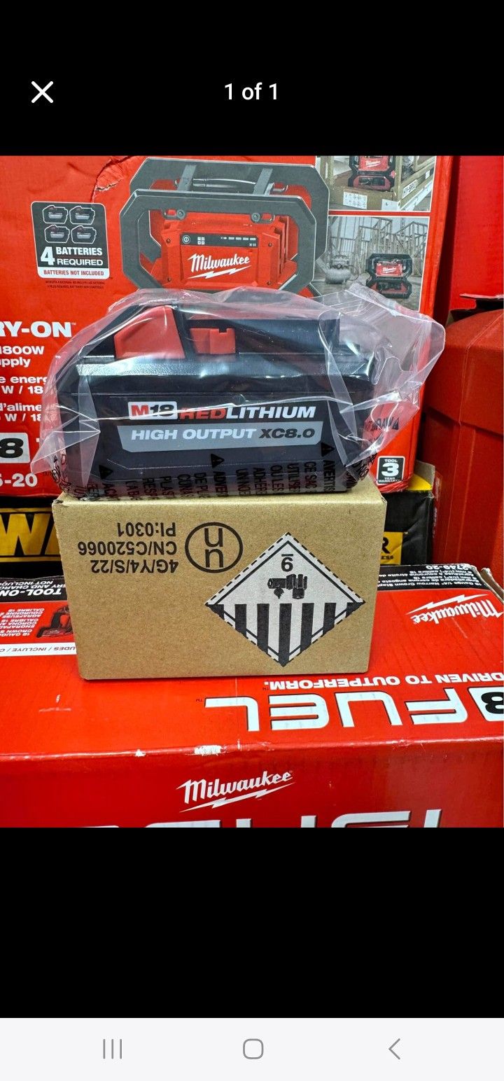 Milwaukee M18 Battery 8.0ah High Output