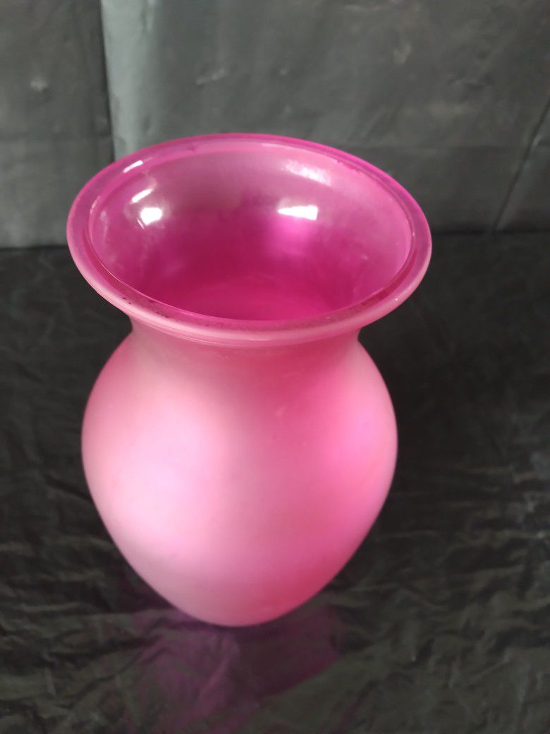 Bright Pink Frosted Flower Vase