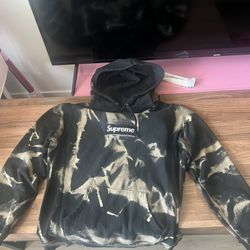Supreme Box Logo Hoodie Black Size Large Bleached 