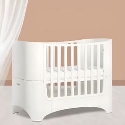 Solid Wood Adjustable Height Crib Home 5-In-1 Convertible Crib