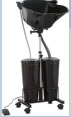 Portable Shampoo Bowl with Electric Pump (Pack of 1) | Adjustable Basin Height, Dual-Bucket Design with Drain Hoses | Home & Barber Use |