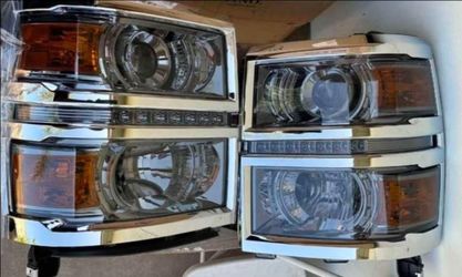 14-15 Chevrolet Silverado LED Projector Headlights Luces Calaveras Micas Faros Focos Faroles Chevy Headlamps