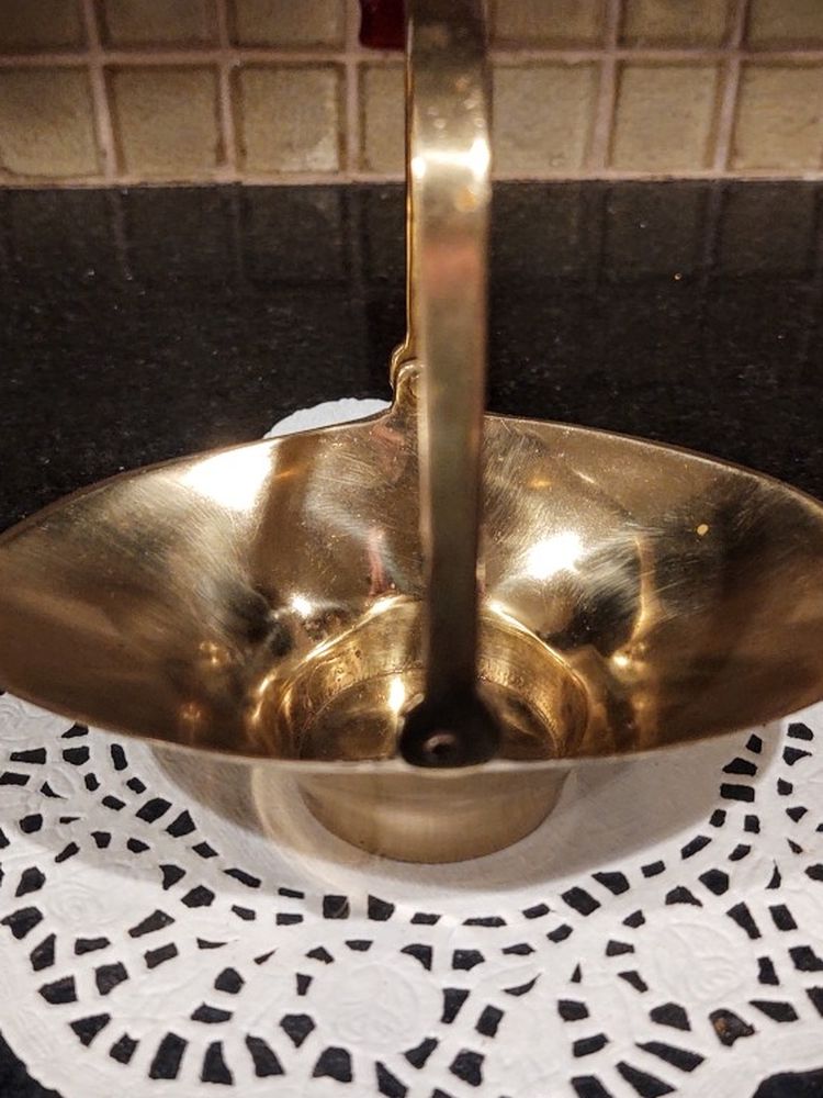 Vintage Solid Brass Basket With Handle