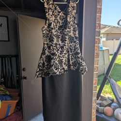Black And Tan Lace Back Dress