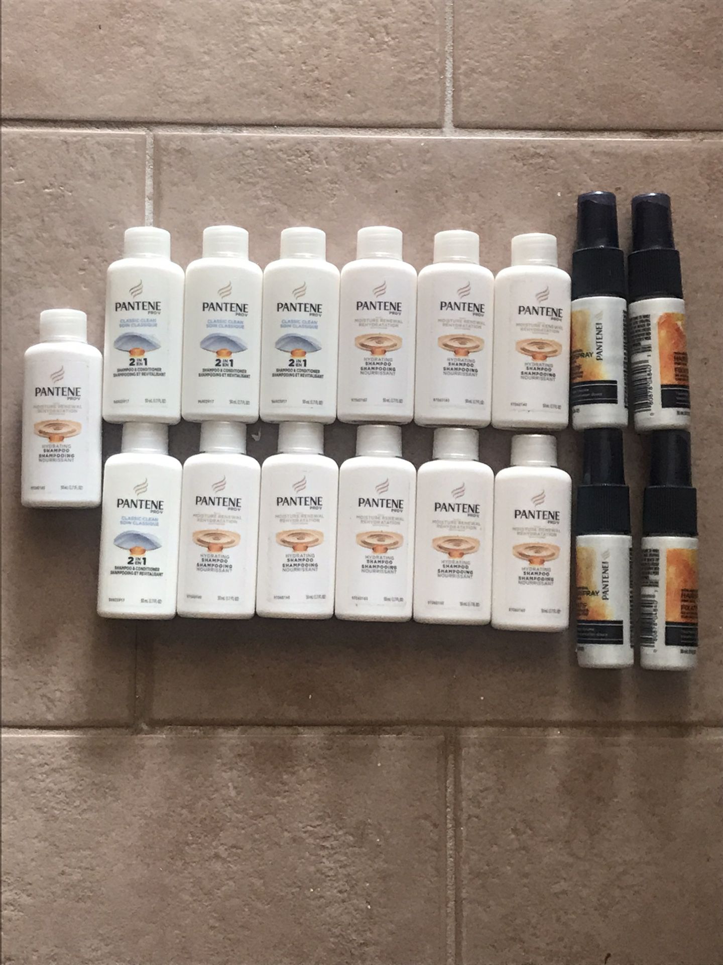 Pantene 2 in 1 Shampoo & Conditioner l, Hydrating Shampoo + Fine Hair Spray Travel Size Bundle